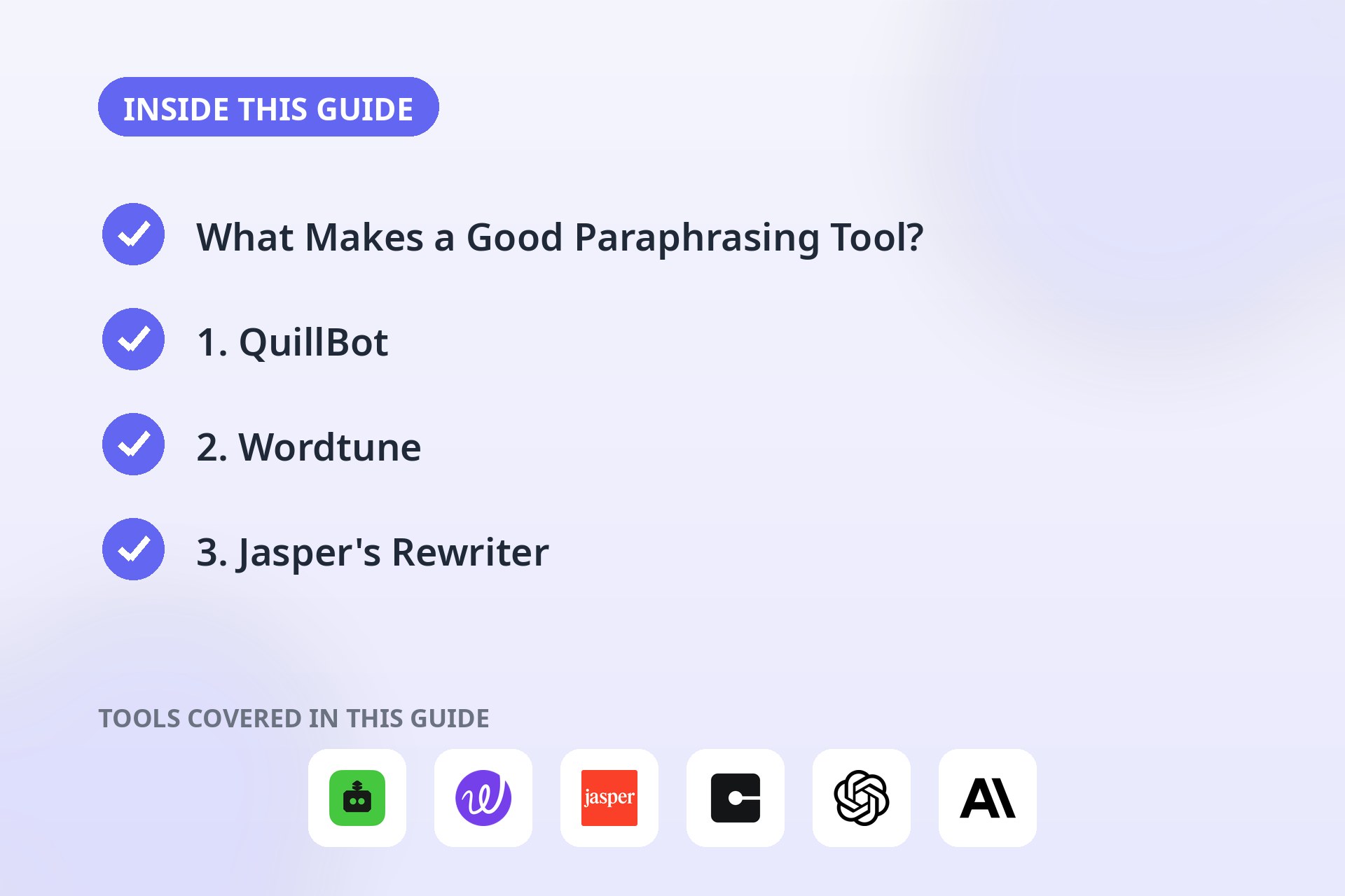 Inside this guide: the key sections covered and the tools compared.