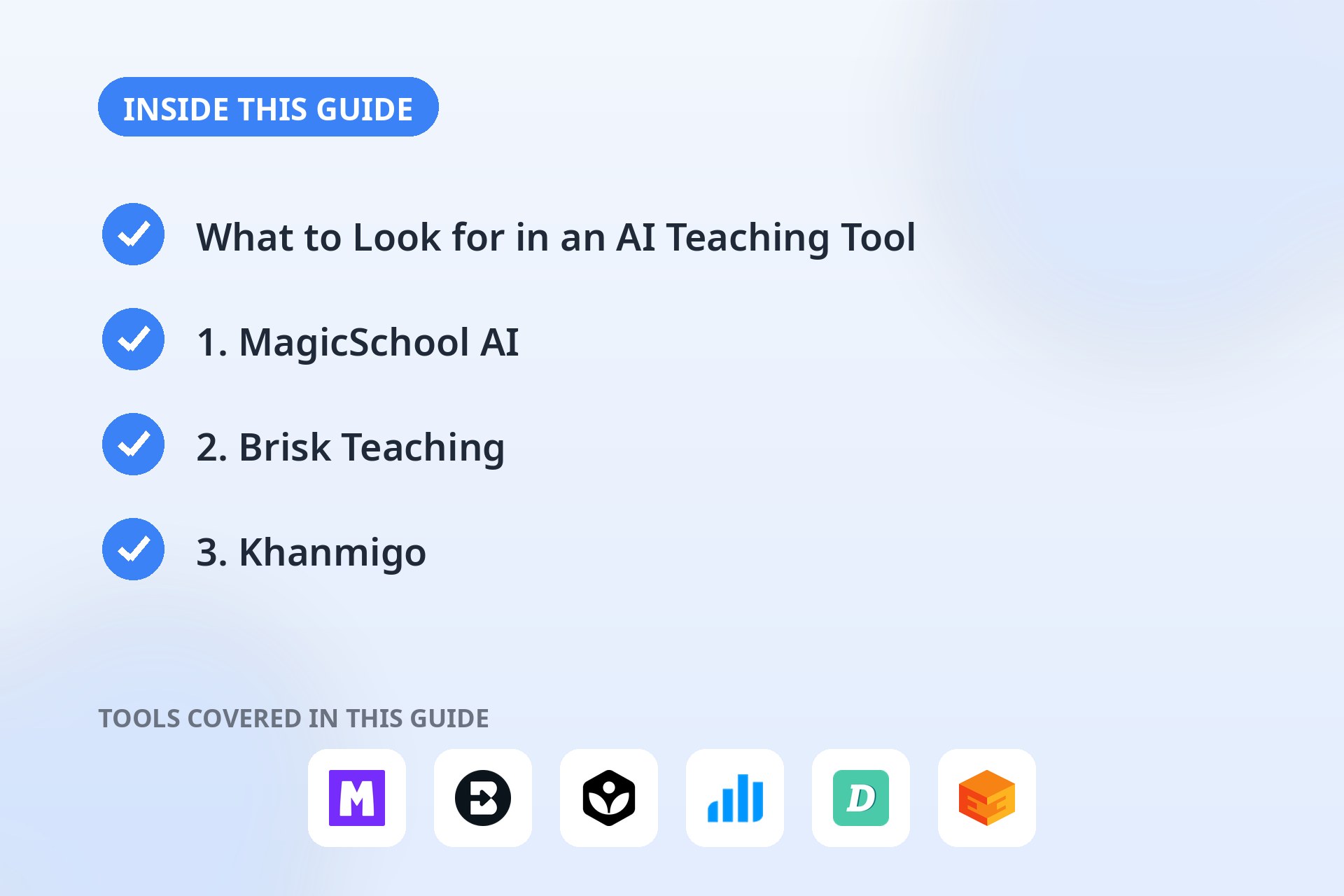 Inside this guide: the key sections covered and the tools compared.