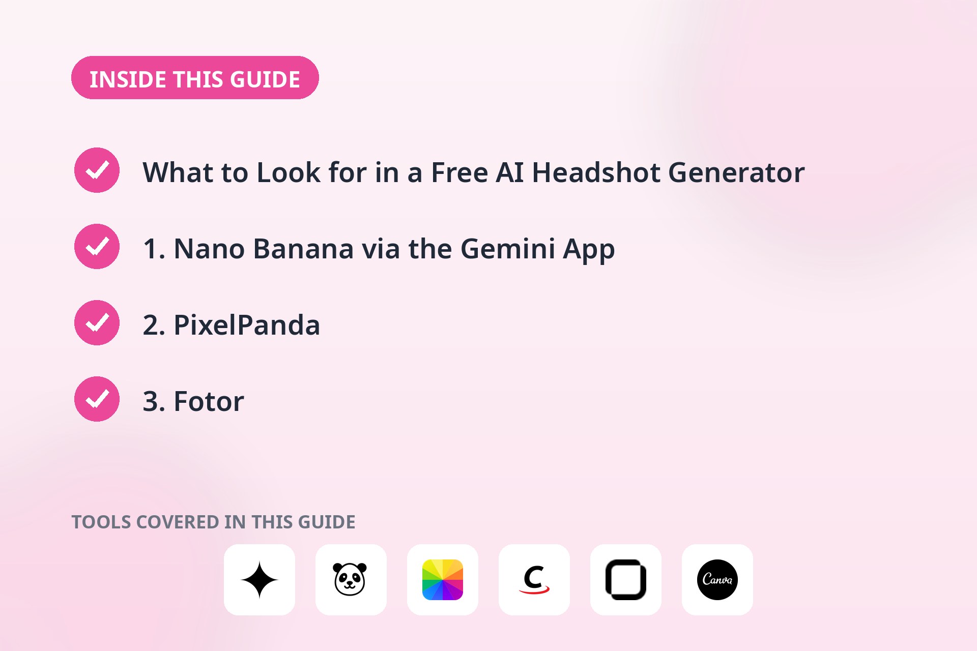 Inside this guide: the key sections covered and the tools compared.