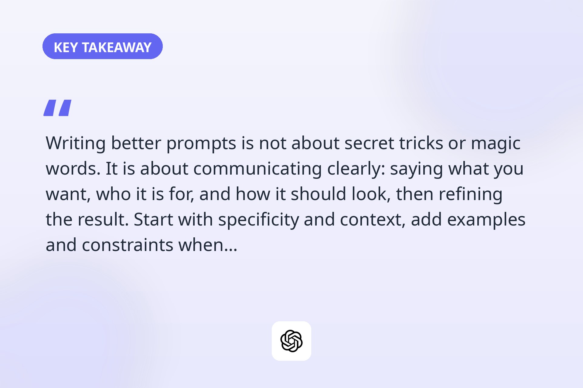 The key takeaway from this guide.